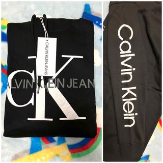 カルバンクライン(Calvin Klein)の【新品】CKカルバンクラインパーカーフーディMサイズ➝黒CKビッグロゴ(パーカー)