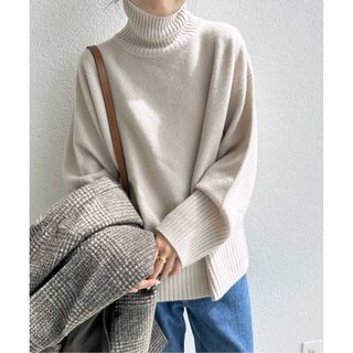 スピックアンドスパン(Spick & Span)の新品 スピックアンドスパン ウールカシミヤ タートルネックプルオーバー ベージュ(ニット/セーター)