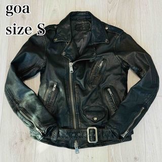 ゴア(goa)のgoa ゴア　ゴートレザー　ダブルライダースジャケット　ダークブラウン　S(ライダースジャケット)