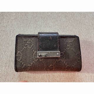 グッチ(Gucci)のGUCCI  グッチ キーケース  レザー  ブラウン GGキャンバス (キーケース)