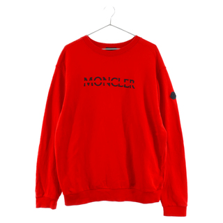 モンクレール(MONCLER)のMONCLER モンクレール 22AW ロゴ刺繍スウェットトレーナー プルオーバー レッド H20918G00010(スウェット)