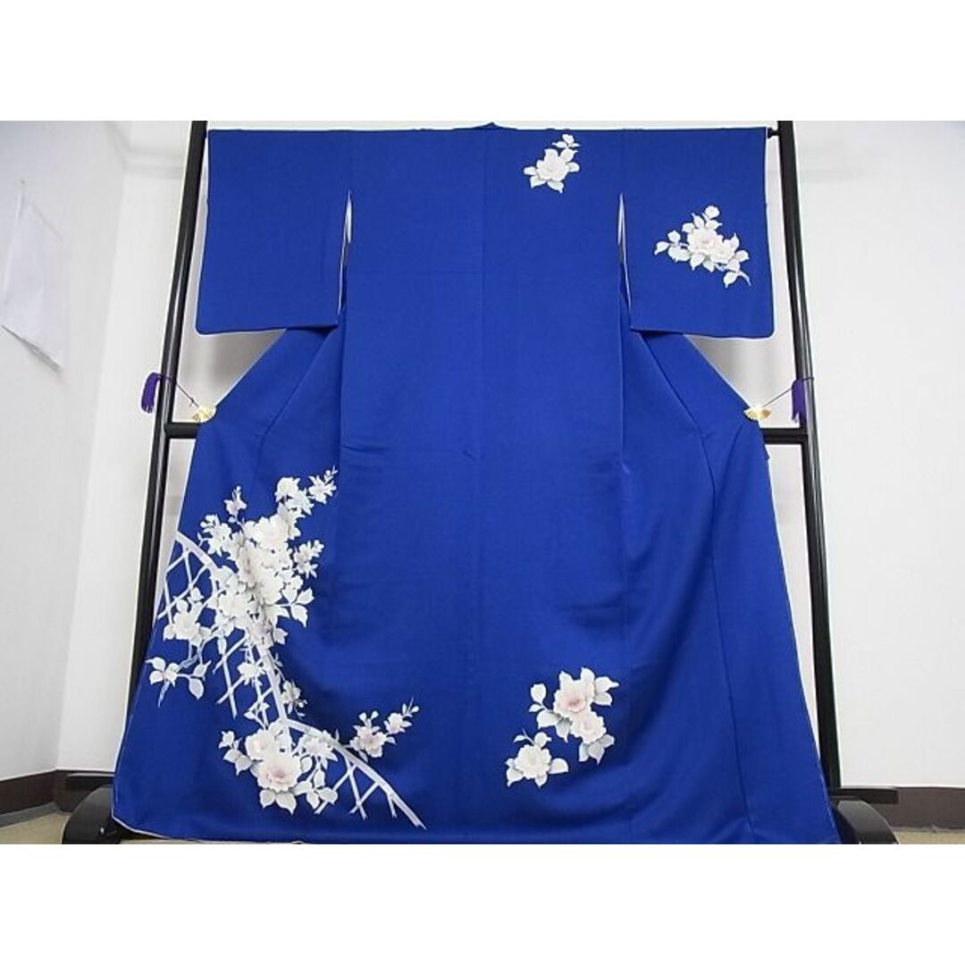 平和屋野田店■訪問着　花籬文　銀彩　ロング丈　着丈172cm　裄丈66cm　正絹　逸品　B-oa4290 レディースの水着/浴衣(着物)の商品写真