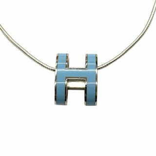 エルメス(Hermes)のHERMES エルメス ポップアッシュネックレス Ｈ シルバー×ライトブルー レディース アクセサリー ネックレス Ｈモチーフ(ネックレス)