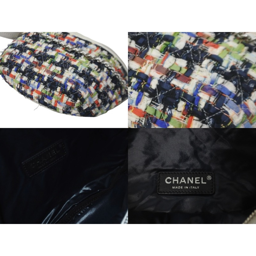 CHANEL(シャネル)のCHANEL シャネル ウエストバッグ ボディバッグ 2017年春夏 A93842 24番台 ツイード ラムスキン ホワイト シルバー金具 美品 中古 59651 レディースのバッグ(ボディバッグ/ウエストポーチ)の商品写真