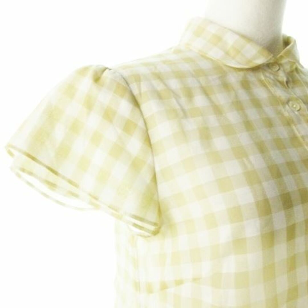 SLOBE IENA(スローブイエナ)のスローブイエナ チェックシャツ 半袖 シースルー ベージュ 210701CK6A レディースのトップス(シャツ/ブラウス(半袖/袖なし))の商品写真