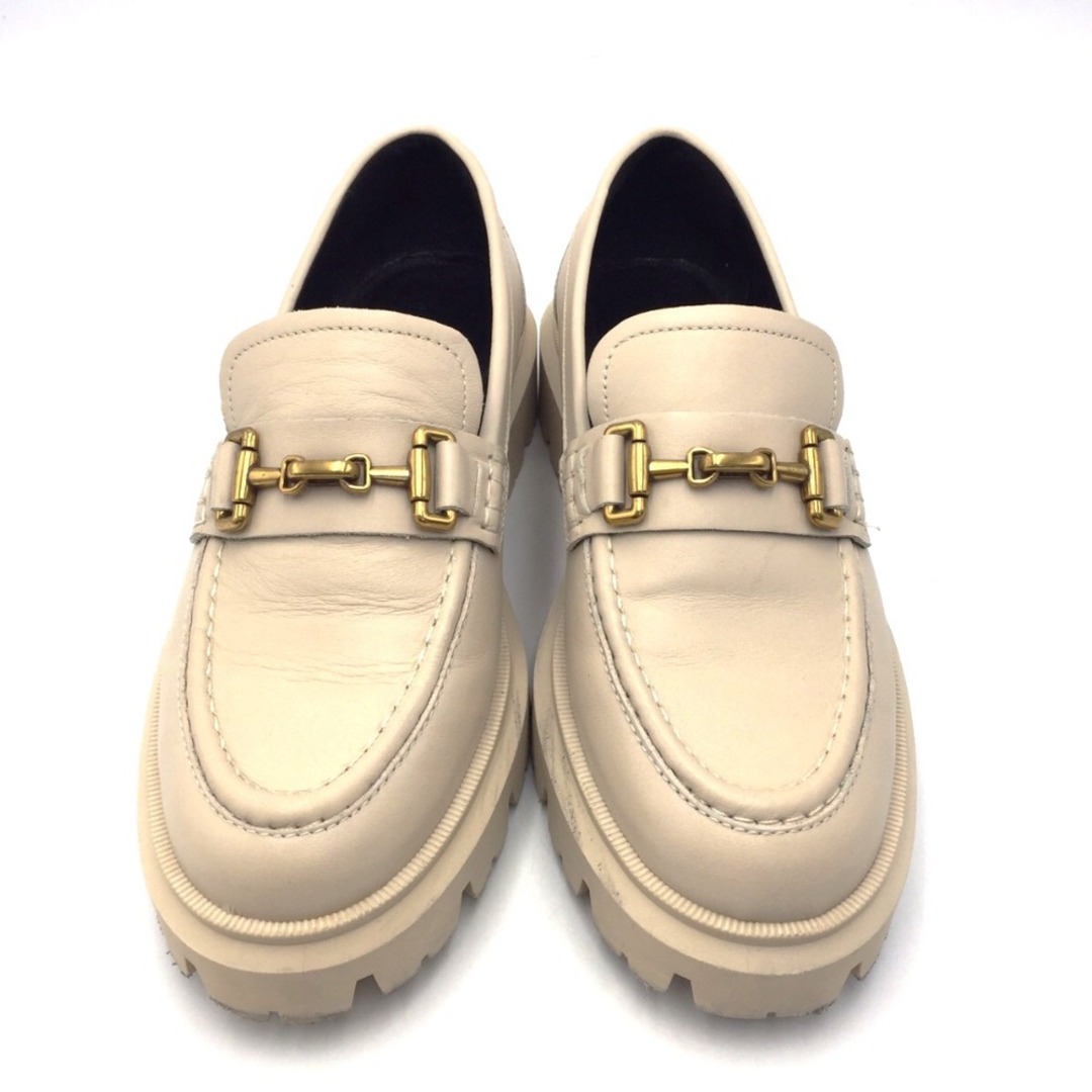 Massimo Dutti(マッシモデュッティ)のMassimo Dutti (マッシモデュッティ) レザーシューズ Massimo Dutti ローファー ホワイトベージュ 38 24.0cm 美品 レディースの靴/シューズ(ローファー/革靴)の商品写真