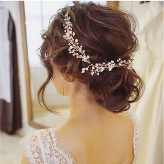 小枝ヘッドドレス ブライダル 結婚式 ヘアアクセサリー ウェディング   金色(その他)