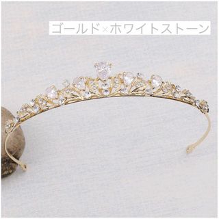 ゴールドティアラ 結婚式 ティアラ  ウェディング 髪飾り ヘアアクセサリー(その他)