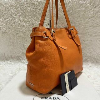 プラダ(PRADA)の【ギャランティ付き】PRADA VITELLO DAINO シボ革　トートバッグ(トートバッグ)