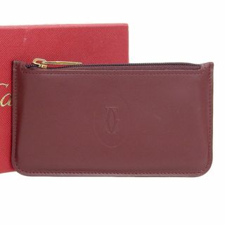 Cartier - 【本物保証】 箱付 超美品 カルティエ CARTIER マストライン ロゴ コインケース 小銭入れ キーリング付 レザー ボルドー