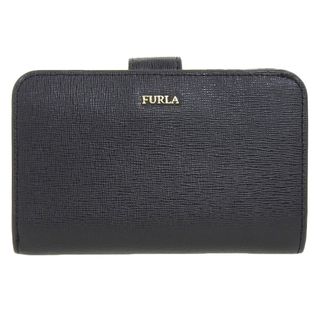 フルラ(Furla)の【本物保証】 超美品 フルラ FURLA ロゴ L字ファスナー付折り財布 レザー ブラック 黒 シンプル(財布)