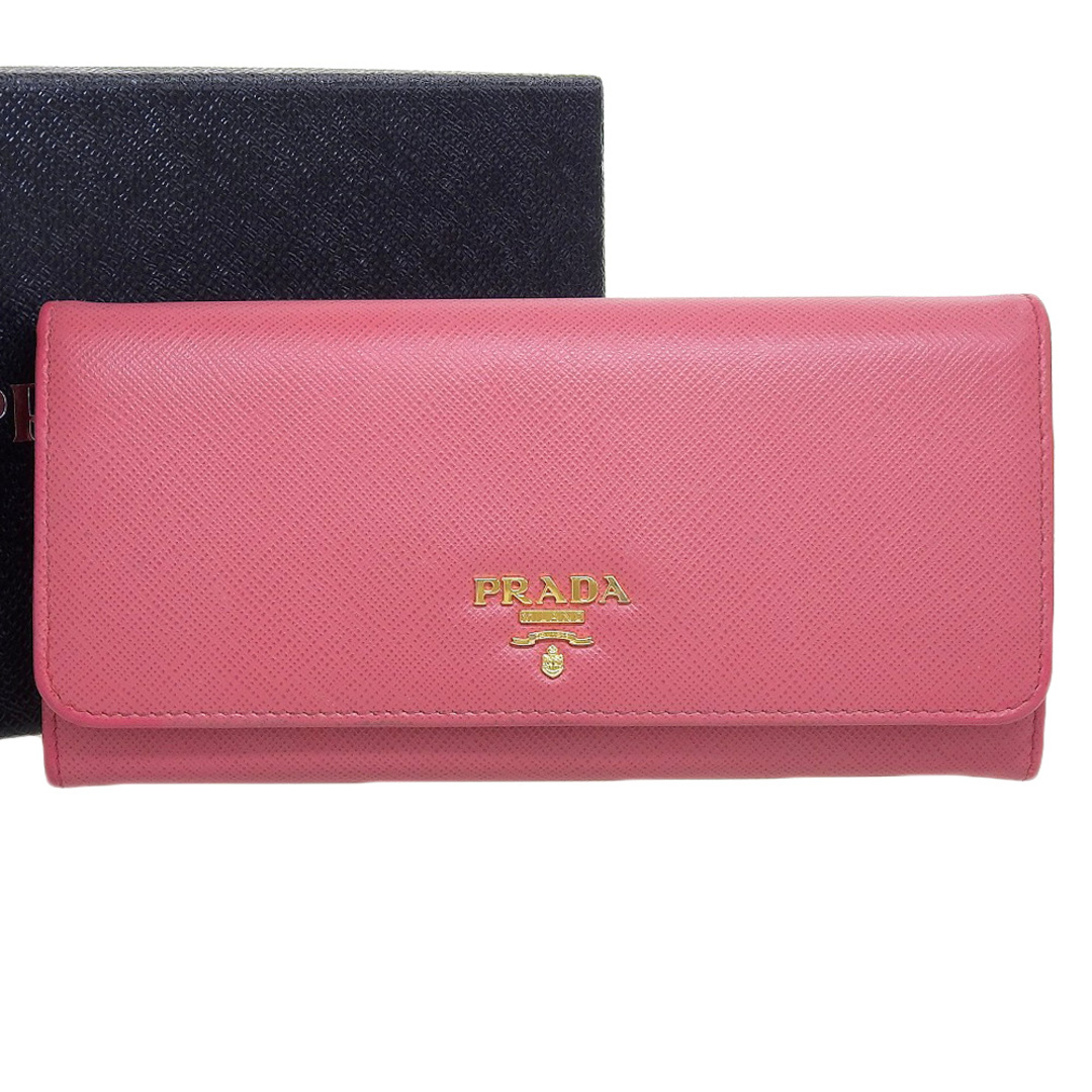 【本物保証】 箱付 超美品 プラダ PRADA ホック付長財布 サフィアーノレザー ピンク 1M1132―特別メンテナンス