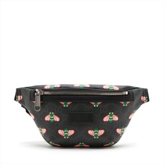 グッチ(Gucci)のグッチ  PVC×レザー  ブラック レディース ウエストバッグ(ボディバッグ/ウエストポーチ)