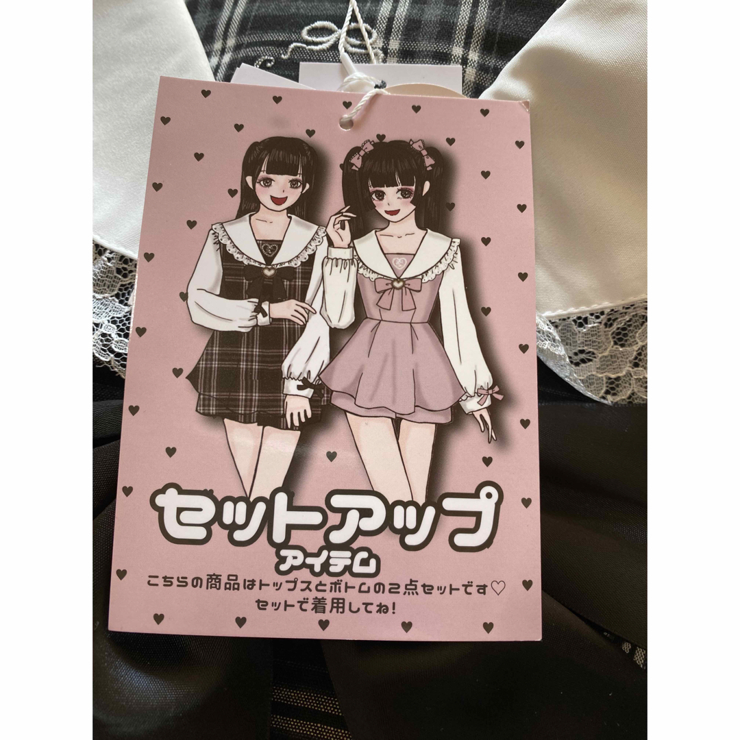 量産型 地雷 セーラー襟ハートリボンチェックトップスとショートパンツのセット4L レディースのレディース その他(セット/コーデ)の商品写真