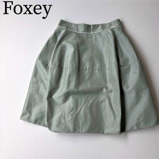 【美品】 Foxey フォクシー　フレアスカート　プリーツスカート　ロゴプレート