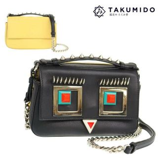 フェンディ(FENDI)のフェンディ チェーンショルダーバッグ ヒプノタイズ 中古 8M0371 ブラック イエロー レザー FENDI 【中古】 | 肩掛け 斜め掛け レディース ファッション バック ブランド ABランク(ショルダーバッグ)