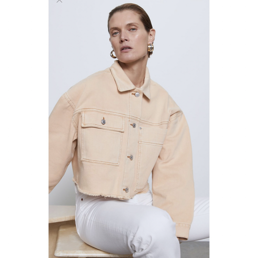 ZARA - zara ショート丈 クロップドジャケット ベージュの通販 ZARA - zara ショート丈 クロップドジャケット ベージュの通販