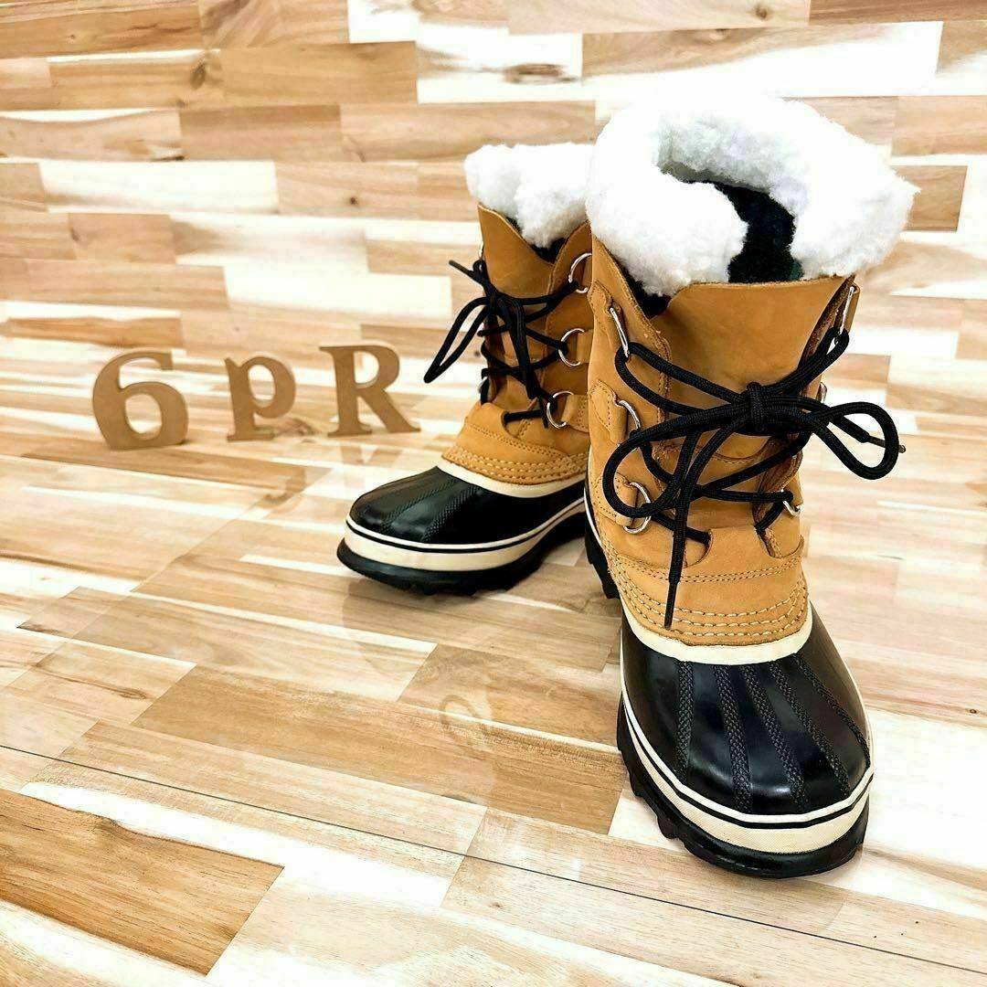 SOREL(ソレル)のほっこり可愛い【ソレル】ユース カリブー ブーツ 大人着用可能 23.0 茶×黒 レディースの靴/シューズ(ブーツ)の商品写真