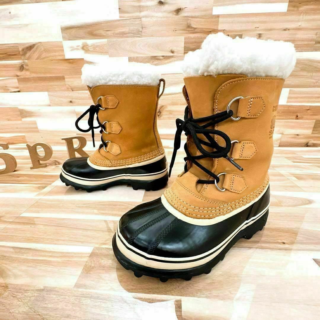 SOREL(ソレル)のほっこり可愛い【ソレル】ユース カリブー ブーツ 大人着用可能 23.0 茶×黒 レディースの靴/シューズ(ブーツ)の商品写真