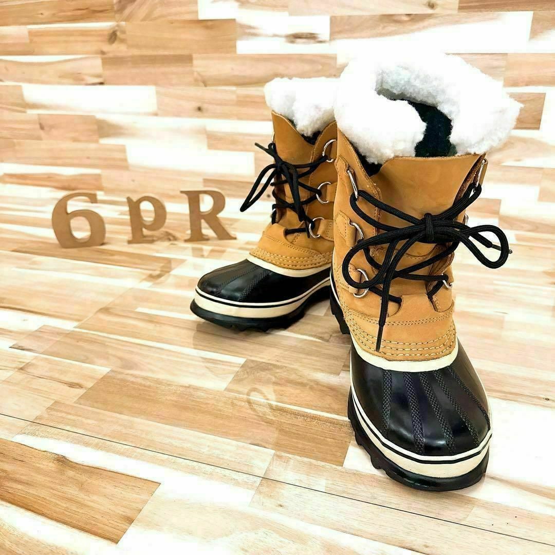 SOREL(ソレル)のほっこり可愛い【ソレル】ユース カリブー ブーツ 大人着用可能 23.0 茶×黒 レディースの靴/シューズ(ブーツ)の商品写真