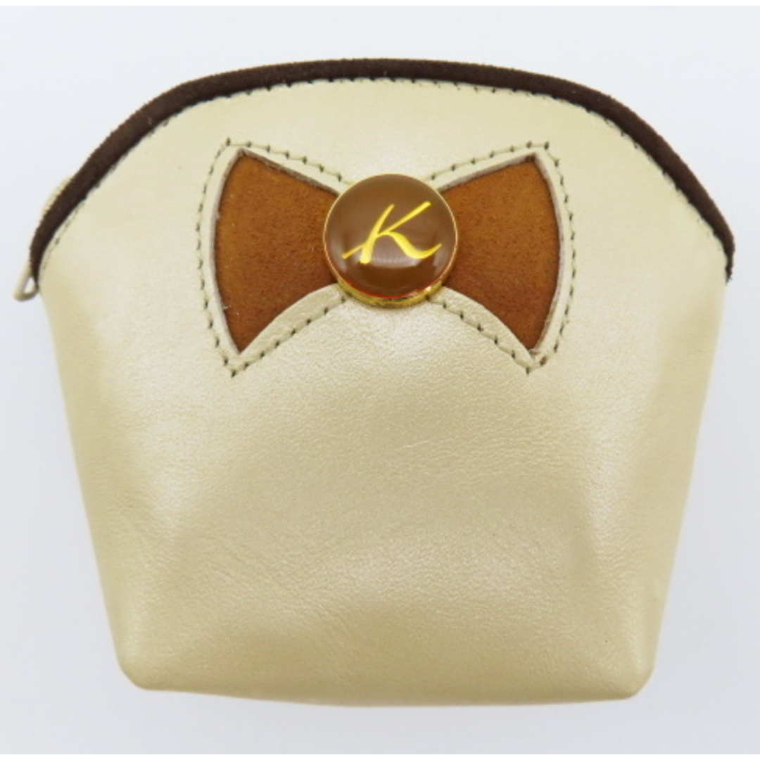Kitamura(キタムラ)のK02-5 Kitamura キタムラ Kロゴ レザー コインケース 小銭入れ ベージュ系 レディースのファッション小物(財布)の商品写真