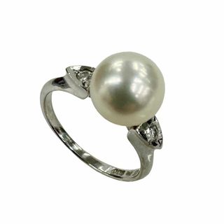 MIKIMOTO 御木本 ミキモト アコヤパール リング パール ダイヤモンド 2P 8.5mm PT900 約10.5号 約3.6g ジュエリー アクセサリー ダイヤ 真珠 レディース 指輪 プラチナ(リング(指輪))