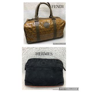 フェンディ(FENDI)のフェンディ ズッキーノボストンバッグ+エルメスボリードポーチ　セット販売(ボストンバッグ)