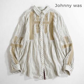 ジョニーワズ(JOHNNY WAS)の677*ジョニーワズ ロンハーマン取扱ゴールド刺繍 ブラウス(シャツ/ブラウス(長袖/七分))