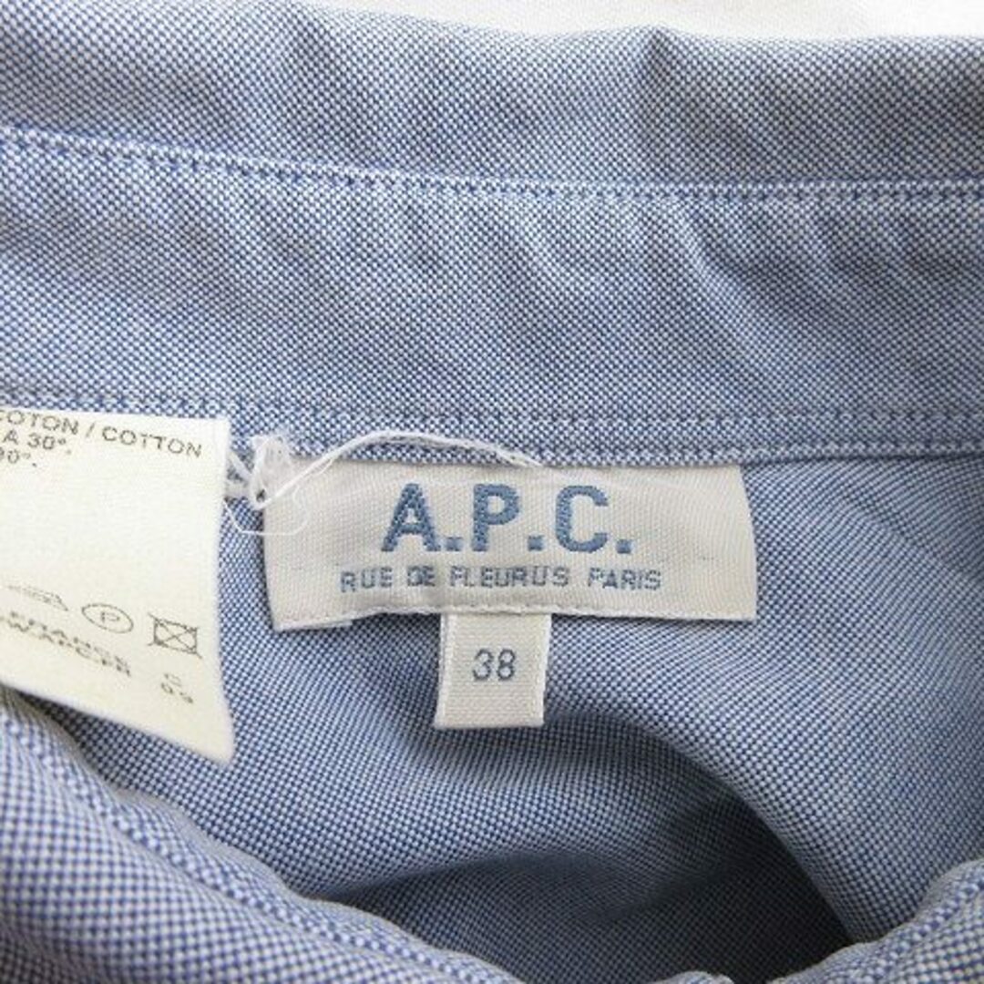 A.P.C(アーペーセー)のアーペーセー シャツ ブラウス レギュラーカラー 長袖 青 38 M レディースのトップス(シャツ/ブラウス(長袖/七分))の商品写真