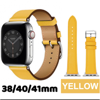 アップルウォッチ(Apple Watch)のApple Watch バンド 合皮 38/40/41mm　イエロー(腕時計)