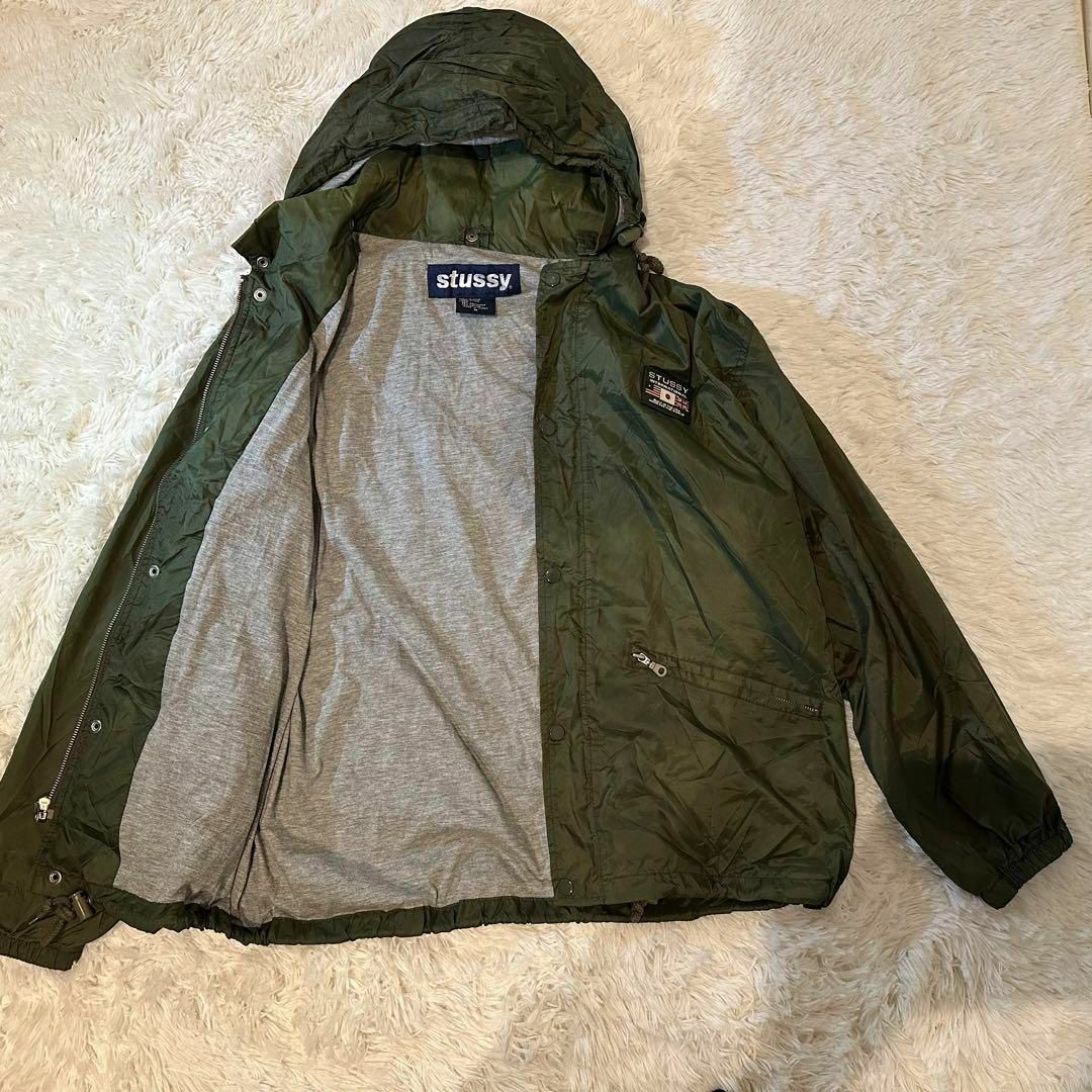 STUSSY - 希少 stussy ナイロンジャケット カーキ フード収納 胸 STUSSY - 希少 stussy ナイロンジャケット カーキ フード収納 胸