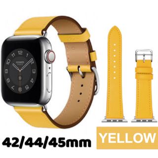 アップルウォッチ(Apple Watch)のApple Watch バンド 合皮 42/44/45mm　イエロー(腕時計)