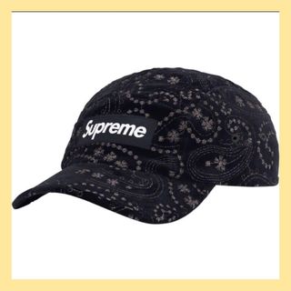 supreme シュプリーム　ペイズリー　バンダナ　キャップ　黒　ボックスロゴ