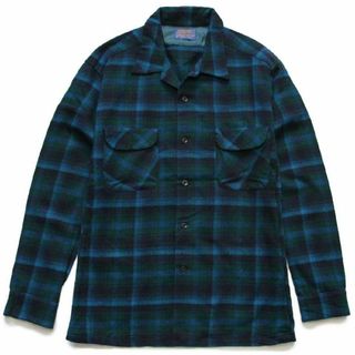 ペンドルトン(PENDLETON)の60s PENDLETONペンドルトン オンブレチェック ウール オープンカラーシャツ カスタム★ビンテージ ボード シャドー ボックス 開襟(シャツ)