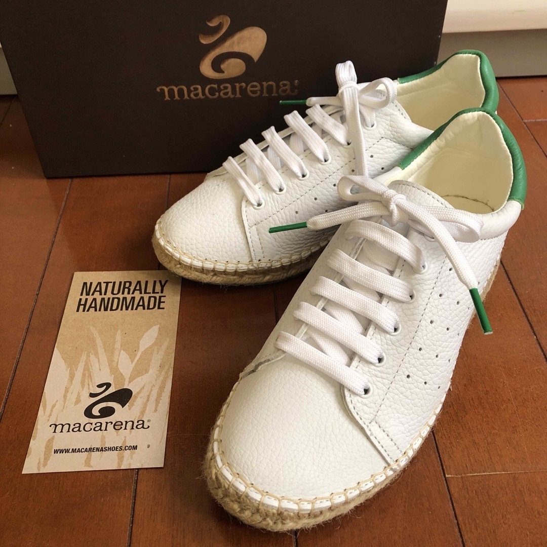 美品　macarena  スニーカー　38 スペイン製　ホワイト×グリーン レディースの靴/シューズ(スニーカー)の商品写真