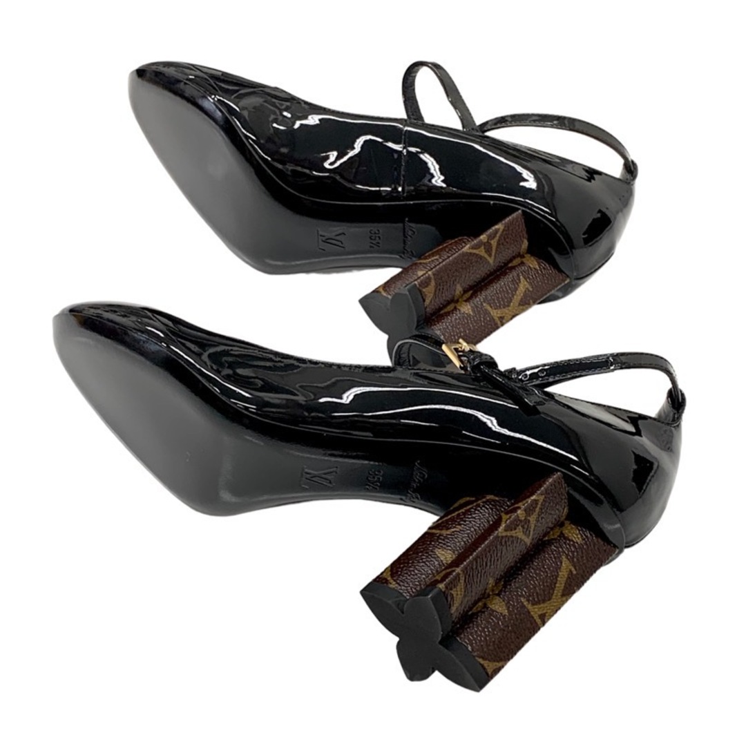 LOUIS VUITTON(ルイヴィトン)の未使用 ルイヴィトン LOUIS VUITTON モノグラム パンプス 靴 シューズ フラワーヒール バックストラップ パテント ブラック レディースの靴/シューズ(ハイヒール/パンプス)の商品写真