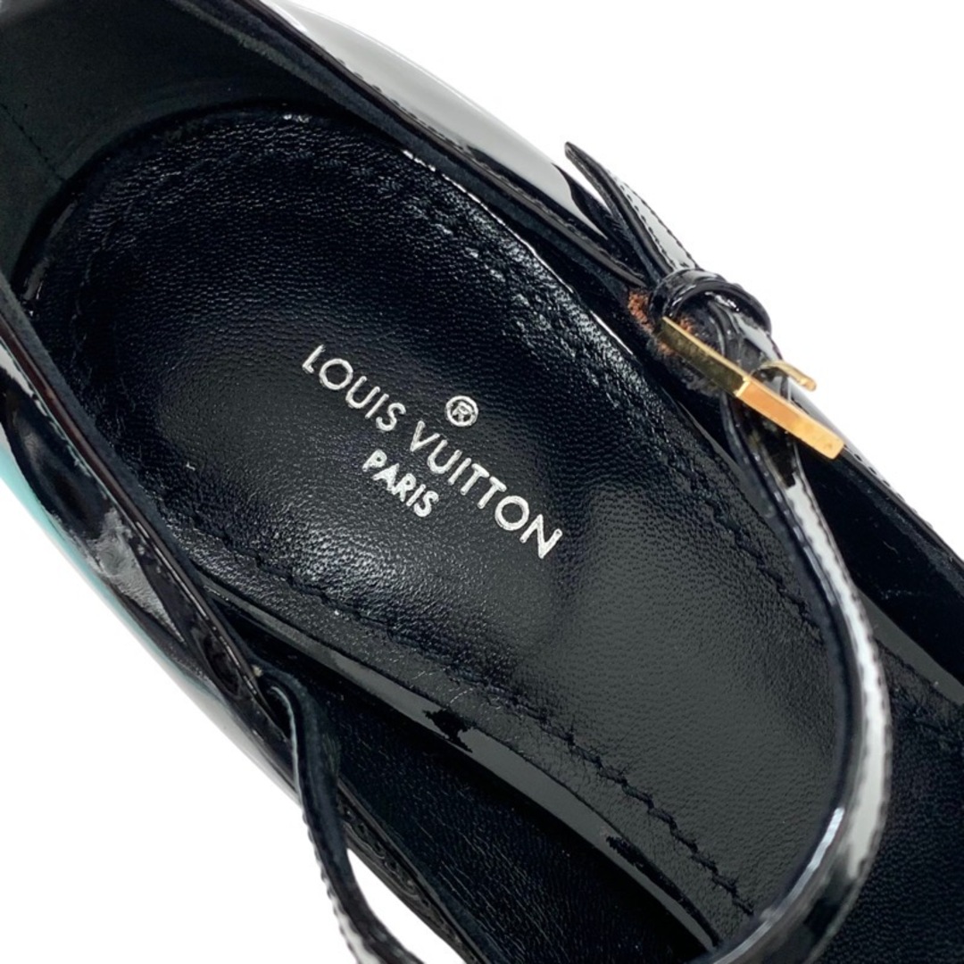 LOUIS VUITTON(ルイヴィトン)の未使用 ルイヴィトン LOUIS VUITTON モノグラム パンプス 靴 シューズ フラワーヒール バックストラップ パテント ブラック レディースの靴/シューズ(ハイヒール/パンプス)の商品写真