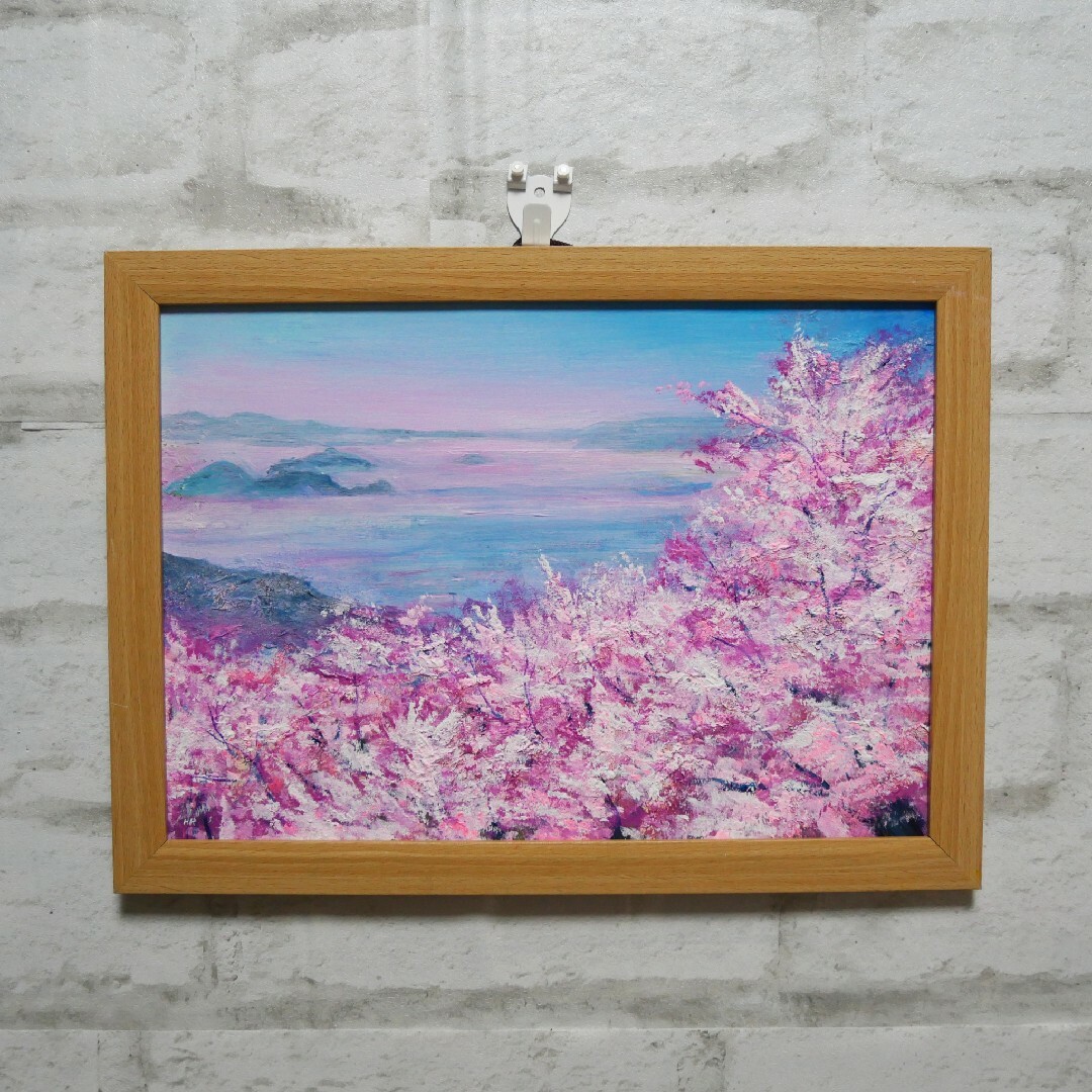 部屋全体油絵 油彩 油彩画 絵 絵画 【海の桜】