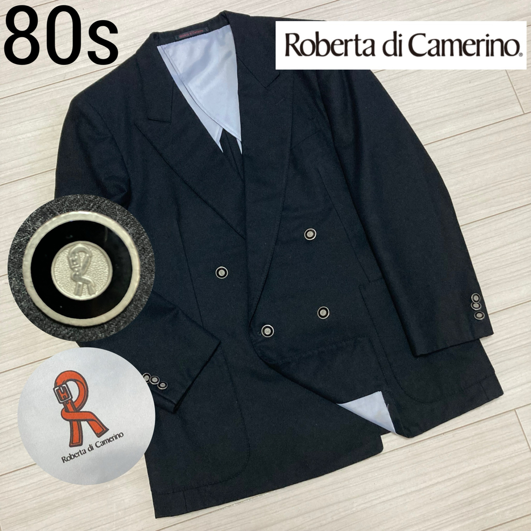 ROBERTA DI CAMERINO(ロベルタディカメリーノ)の80■Roberta di Camerino■紺ブレ ダブルジャケット 銀ボタン メンズのジャケット/アウター(テーラードジャケット)の商品写真