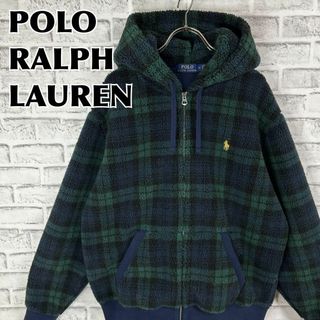 ポロラルフローレン(POLO RALPH LAUREN)のPOLO ポロラルフローレン ボアフリースパーカー チェック ワンポイント刺繍(パーカー)