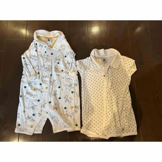 プチバトー(PETIT BATEAU)のプチバトー　ロンパース　2枚set 60cm 3m(ロンパース)