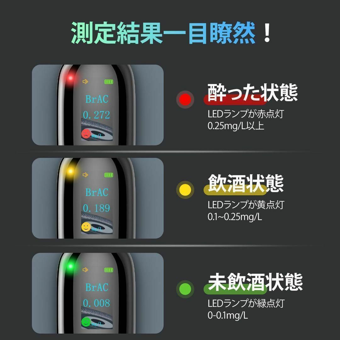 アルコールチェッカー USB充電式 記録機能つき アルコール検知器 スマホ/家電/カメラの美容/健康(その他)の商品写真