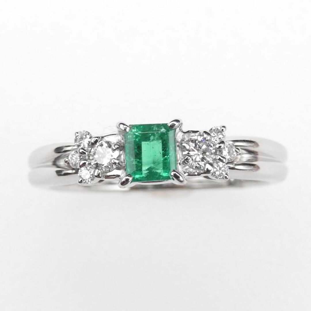 【美品】PT900 リング 天然エメラルド 0.31ct  D 0.18ct レディースのアクセサリー(リング(指輪))の商品写真