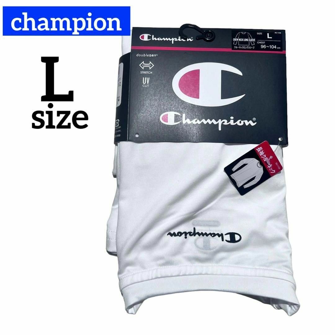 Champion(チャンピオン)のチャンピオン クルーネック　ロングスリーブ　L  白　ホワイト　ロンT メンズのトップス(Tシャツ/カットソー(七分/長袖))の商品写真