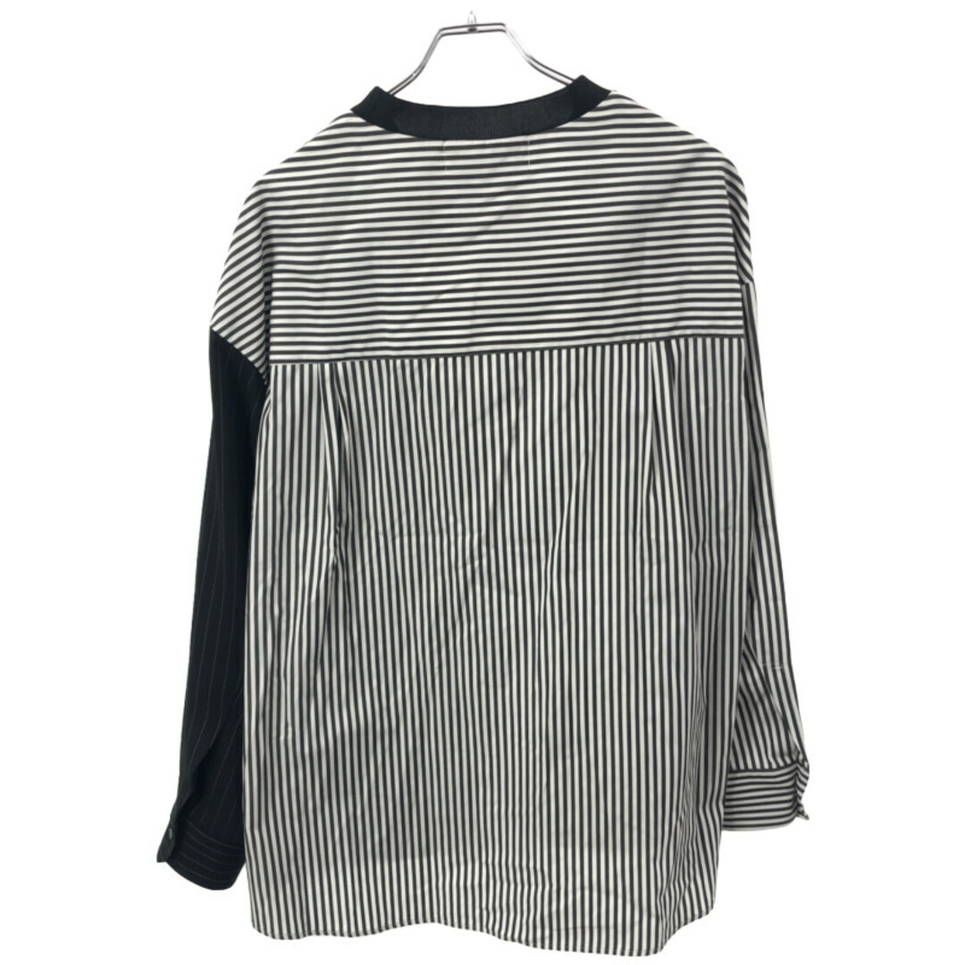 新品未使用品ＳCULLNI クルニ 23AW Stripe Mix Pullover ストライプミックスプルオーバーシャツ 23-AW-028B ブラック×ホワイト 1