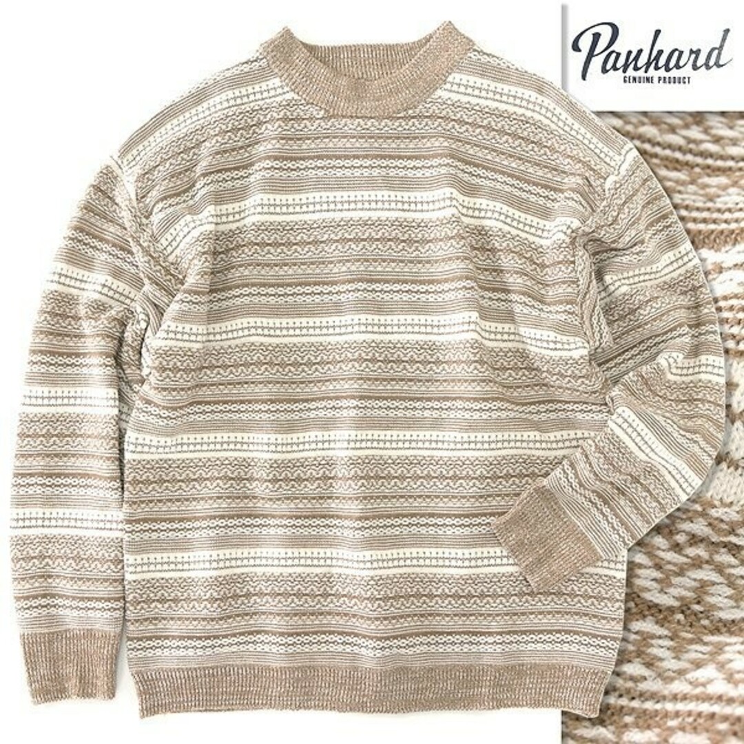 PANHARD(パンハード)の新品 パンハード ジャガード クルーネック ニット LL ベージュ メンズのトップス(ニット/セーター)の商品写真