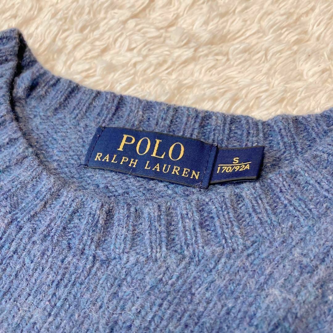 POLO RALPH LAUREN(ポロラルフローレン)のポロラルフローレン アンゴラウール クルーネックニット くすみブルー M〜L程度 レディースのトップス(ニット/セーター)の商品写真