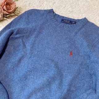 ポロラルフローレン(POLO RALPH LAUREN)のポロラルフローレン アンゴラウール クルーネックニット くすみブルー M〜L程度(ニット/セーター)