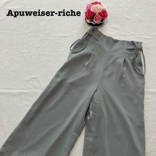 アプワイザーリッシェ(Apuweiser-riche)のアプワイザーリッシェ サスペンダーパンツ　レディース　グリーン　ワイド　Mサイズ(カジュアルパンツ)