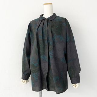 ヨウジヤマモト(Yohji Yamamoto)の45a31 《美品》 Y's for living ワイズフォーリビング 長袖シャツ ブラウス ドルマンスリーブ グリーン 花柄 ポリエステル100％ レディース 女性用(シャツ/ブラウス(長袖/七分))